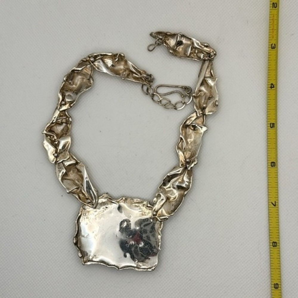 Diane Markz Picture Jasper Silver Brutalist Necklace - Picture 6 of 9